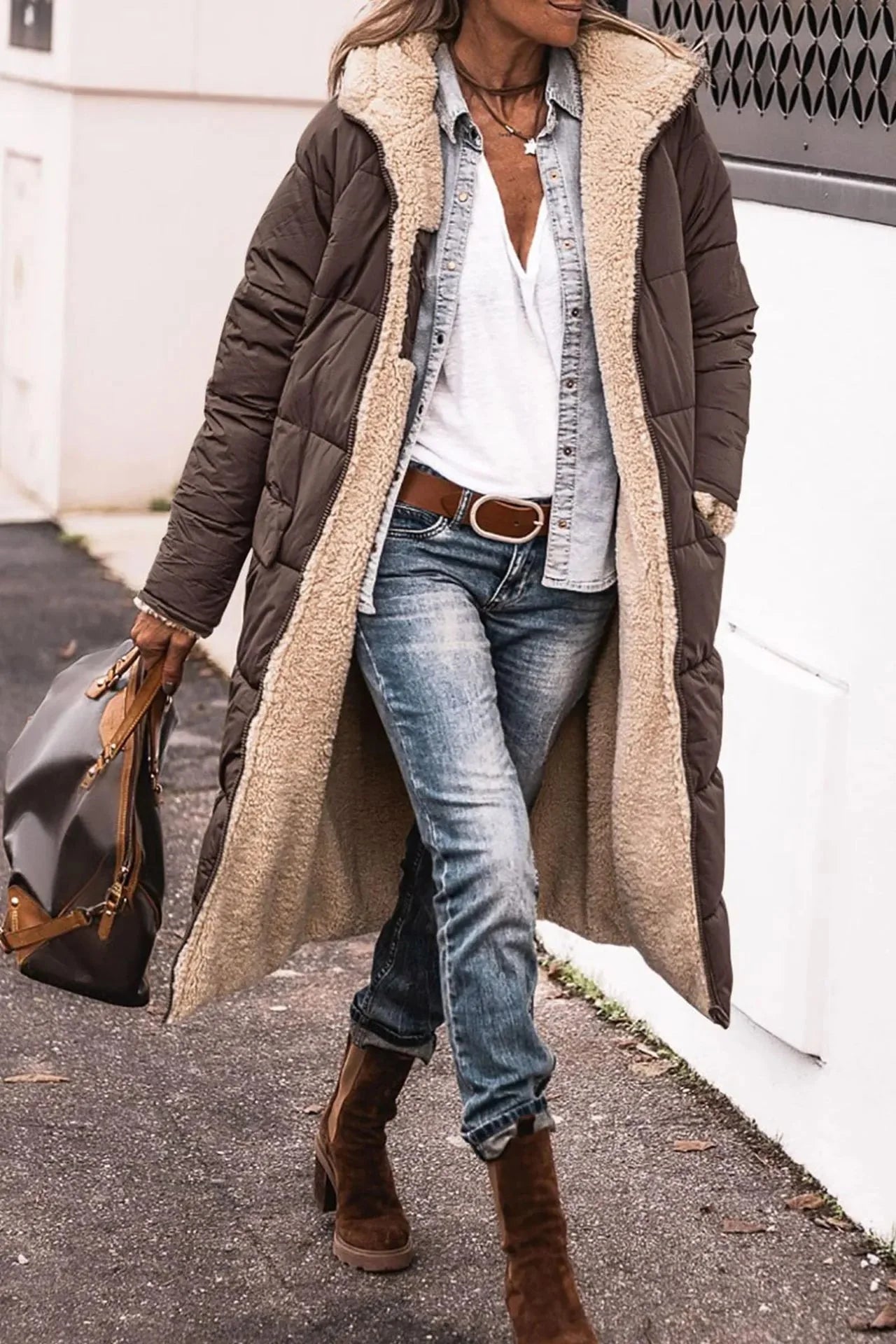 Women’s Reversible Sherpa Long Coat