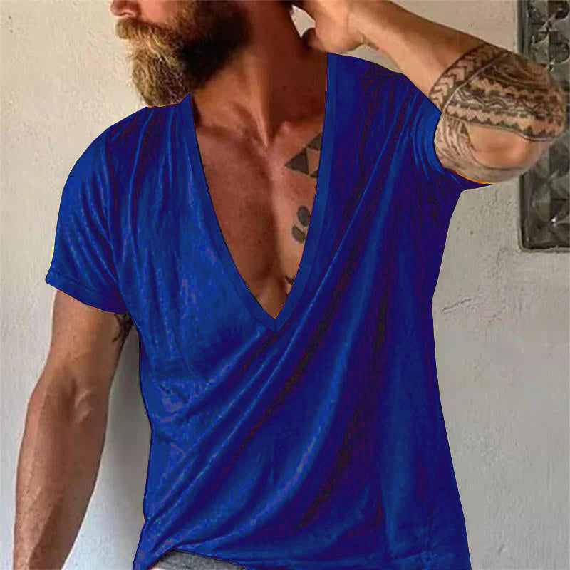 Men’s Deep V-Neck Cotton T-Shirt