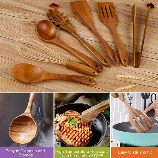 Wooden Cooking Utensils Set – 7 Piece Kitchen Tool Set