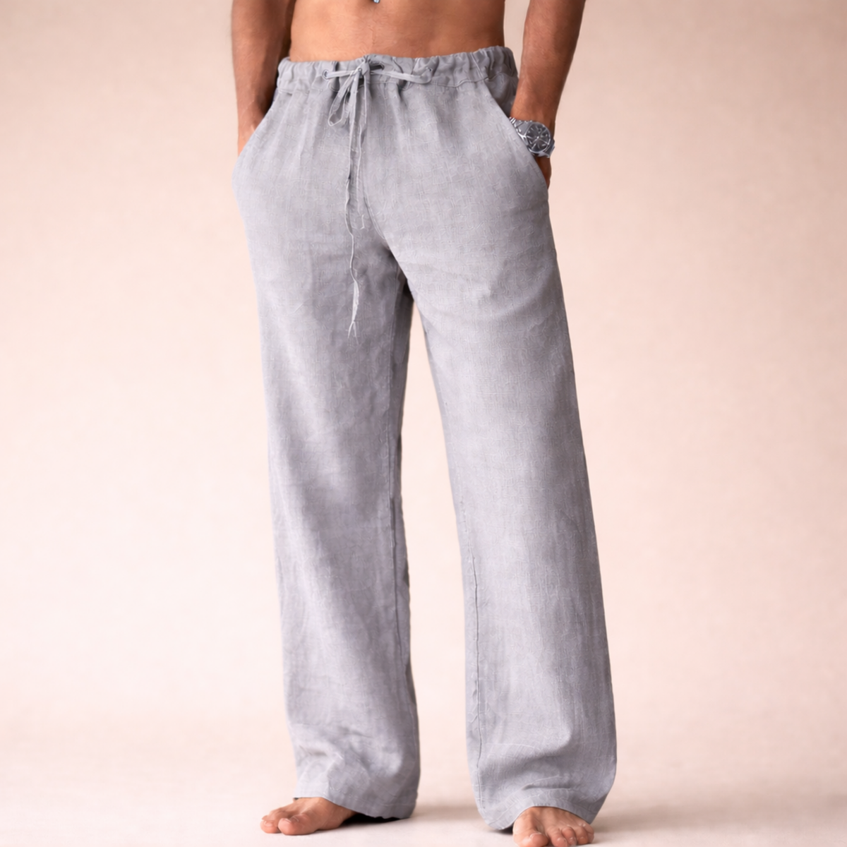 Men’s Linen Drawstring Trousers – Relaxed Fit