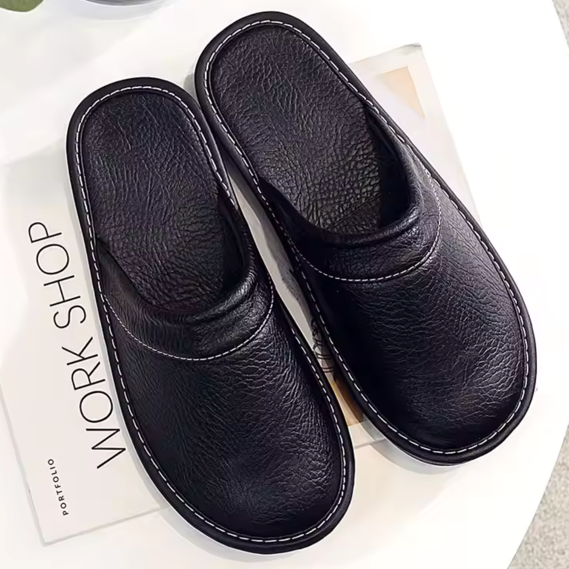 Men’s Leather House Slippers Slip On