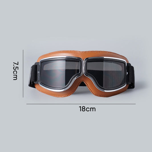 Vintage Motorcycle Goggles - Over Glasses Leather Aviator Pilot