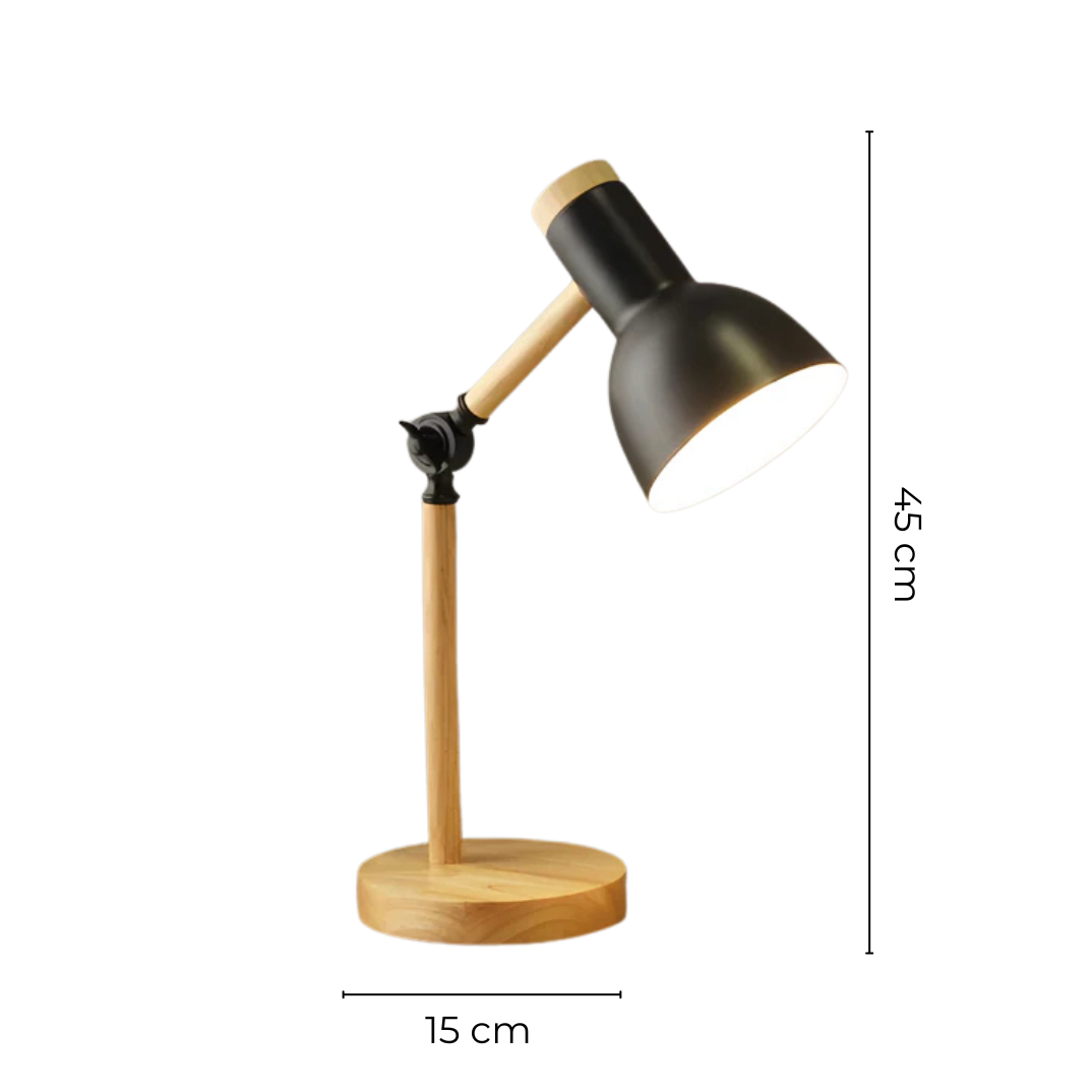 Modern Adjustable Table Lamp – Wooden & Metal LED Desk Light
