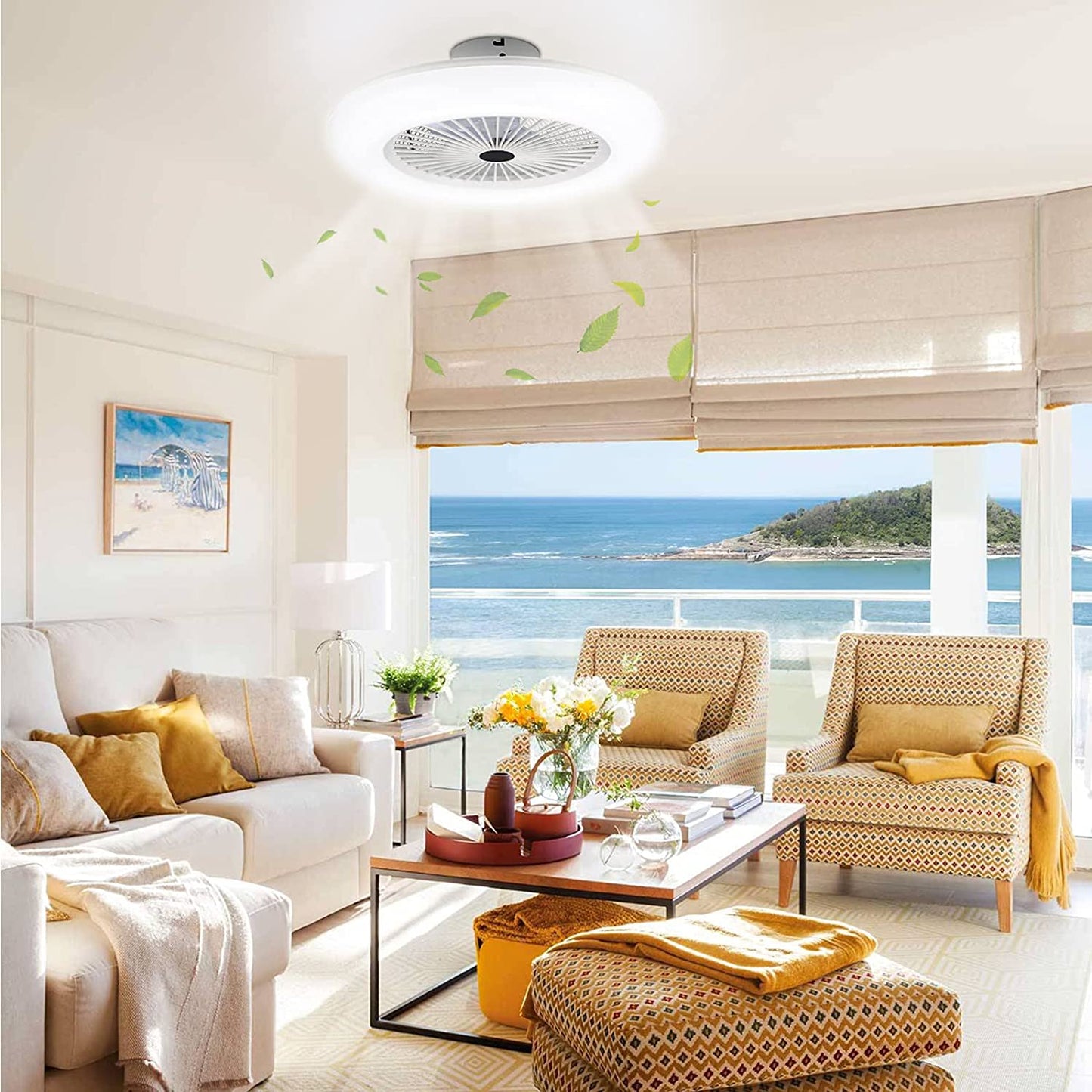 80W LED Ceiling Fan with Light - Remote Control Quiet Bedroom