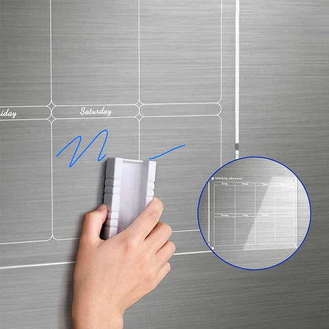 Magnetic Acrylic Fridge Calendar - Clear Dry Erase Weekly Board