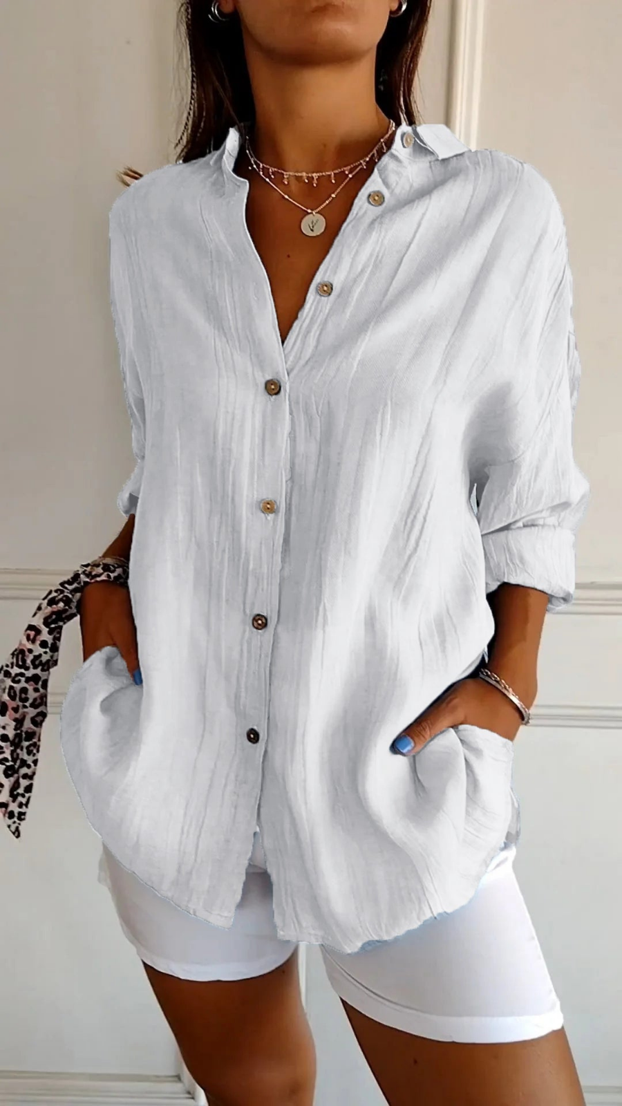 Women’s Oversized Linen Button Down Shirt