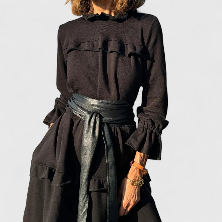 Women’s Tiered Ruffle Long Sleeve Midi Dress