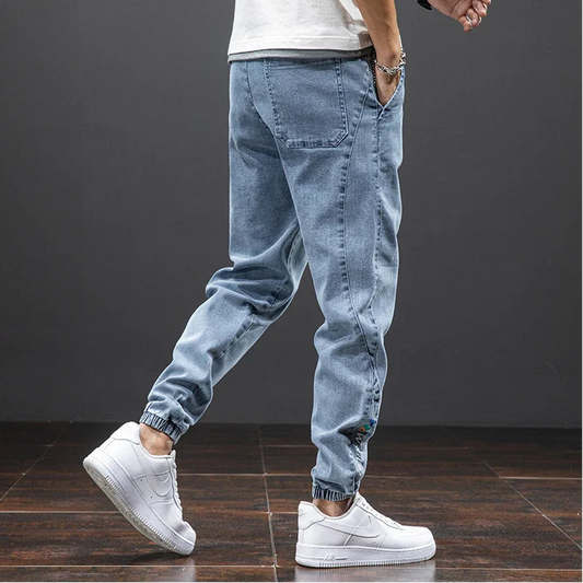 Men’s Denim Jogger Pants with Elastic Waist