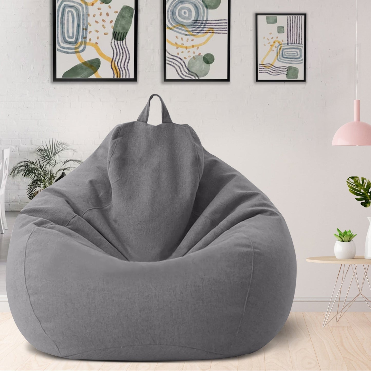 Ergonomic Linen Bean Bag Chair Cover - Modern Lazy Lounger Sofa