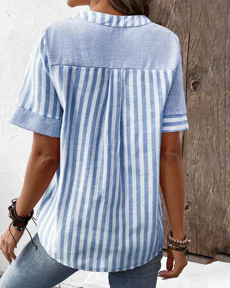 Women’s Colorblock Stripe Cotton Blouse