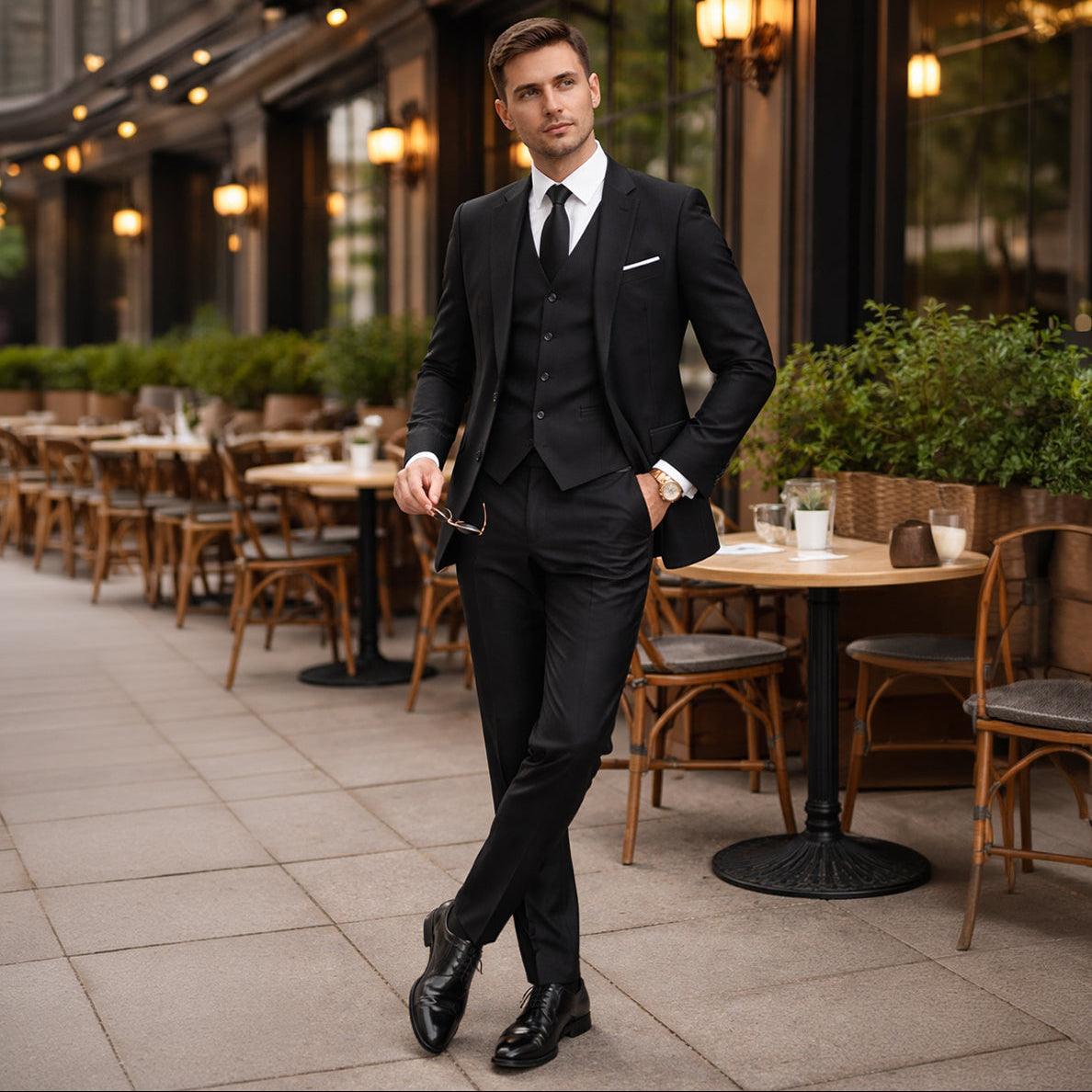 Men’s 3-Piece Slim Fit Suit – Blazer, Vest & Tailored Pants Set