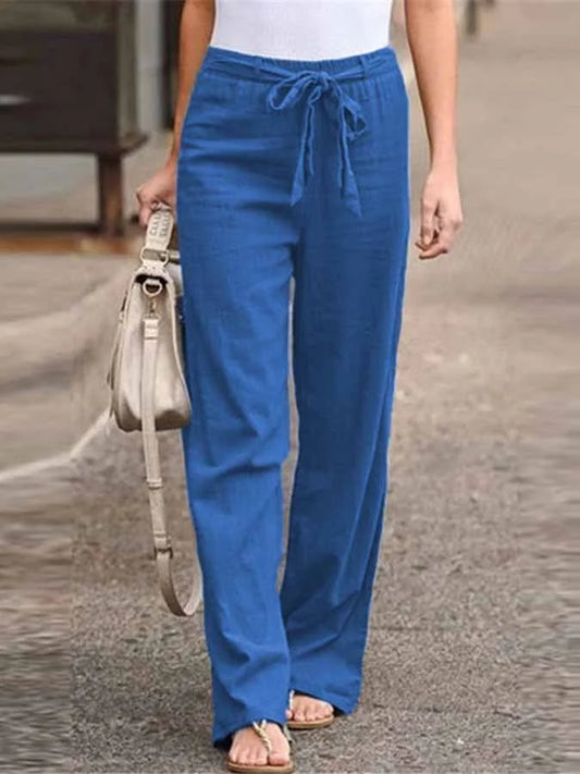 Elena – Women’s Linen Pants, High Waist & Wide Leg