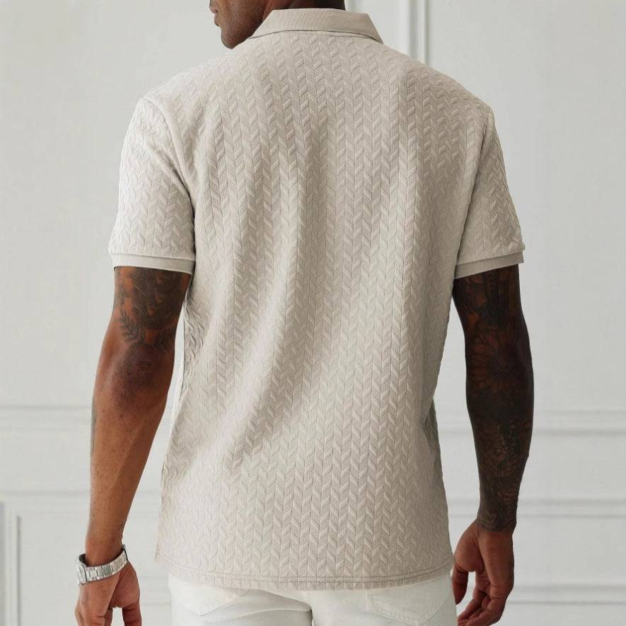 Men’s Textured Knit Polo Shirt – Short Sleeve