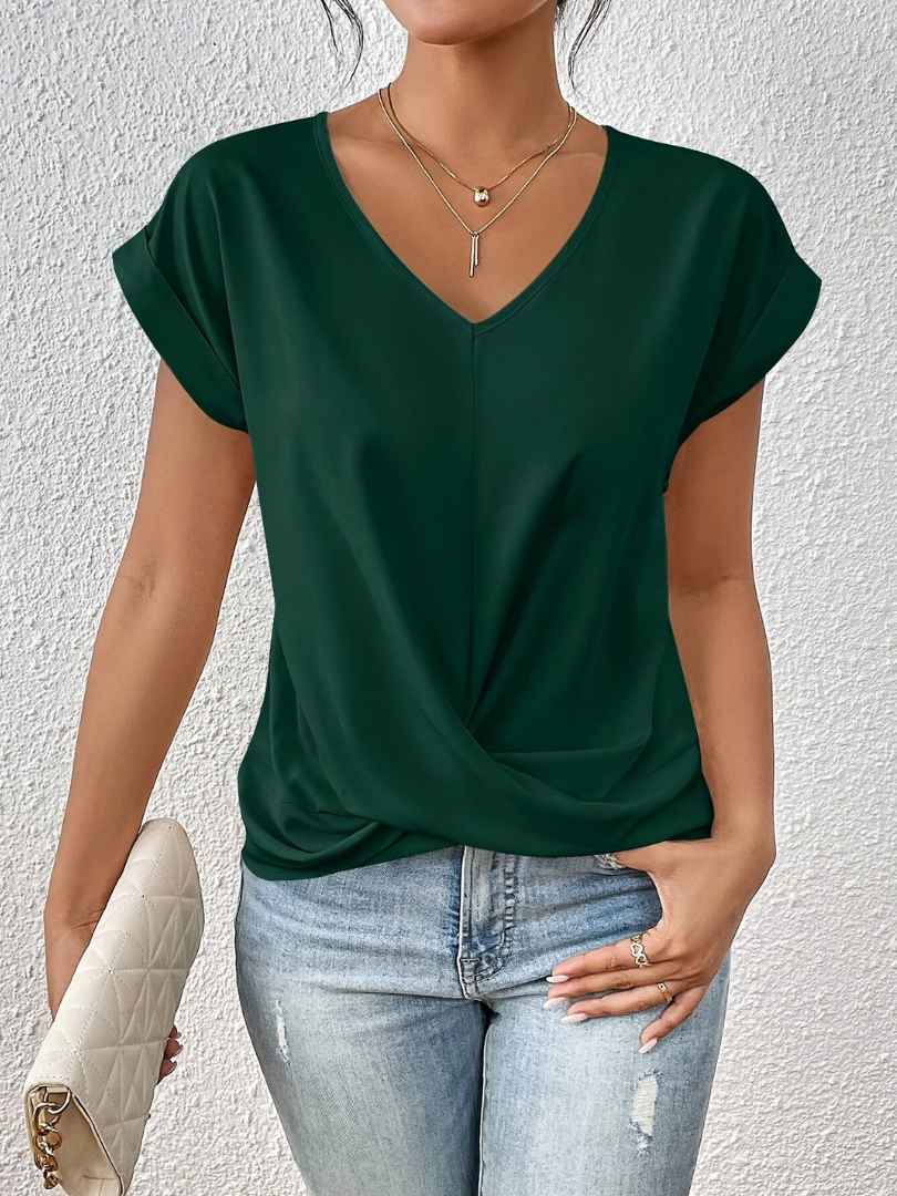 Women’s Satin Twist Front V-Neck Top