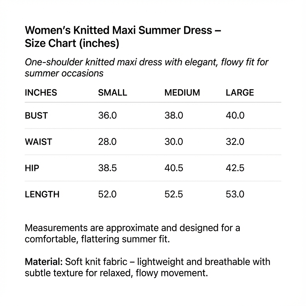 Serena – Women’s Knitted Maxi Summer Dress, One-Shoulder Elegant Fit