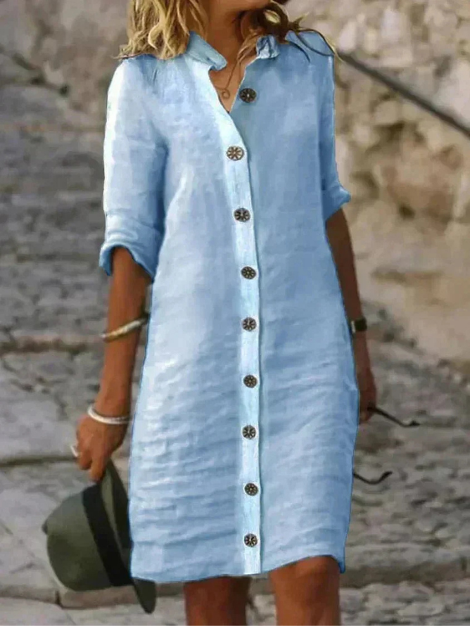 Women’s Linen Button Down Shirt Dress