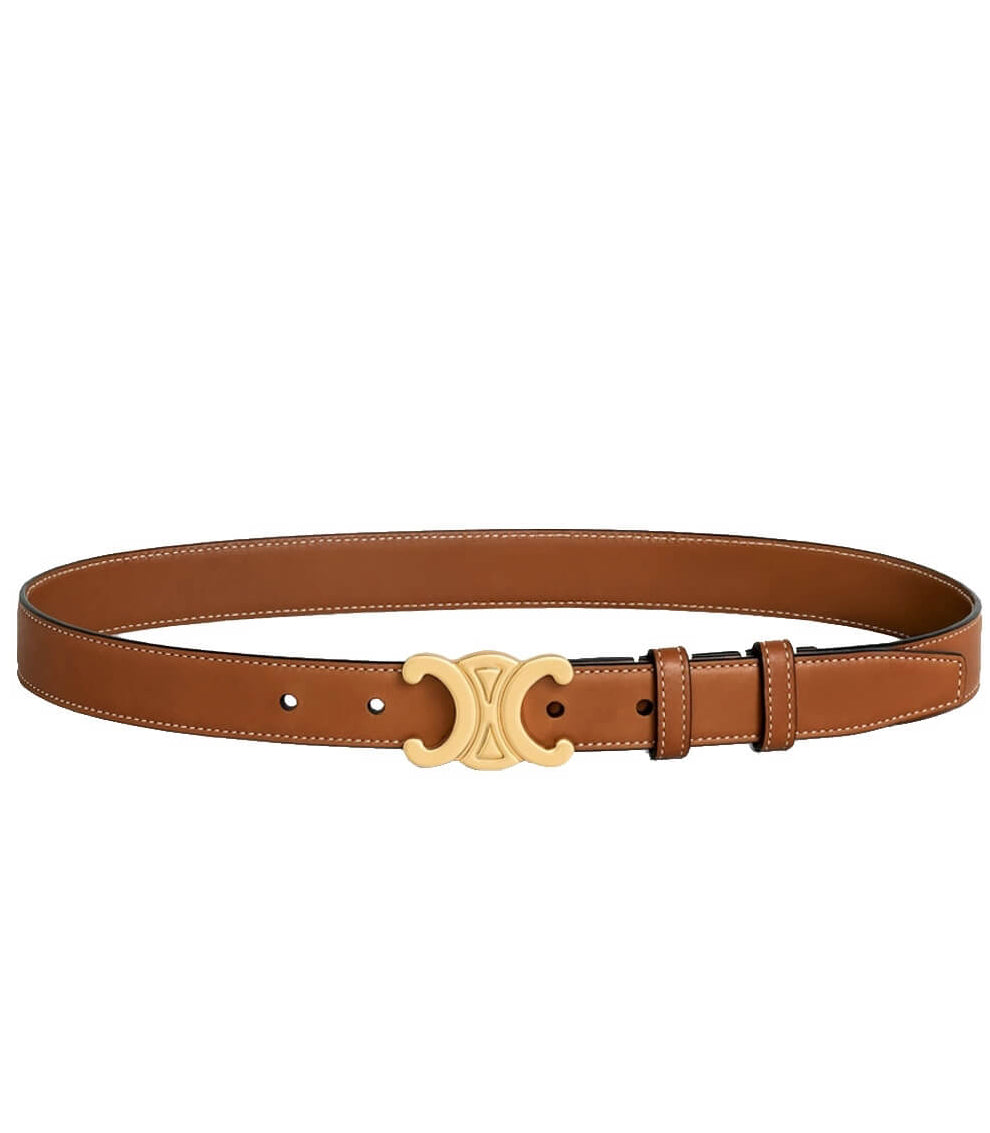 Women’s Leather Belt with Gold Buckle – Elegant & Versatile Style