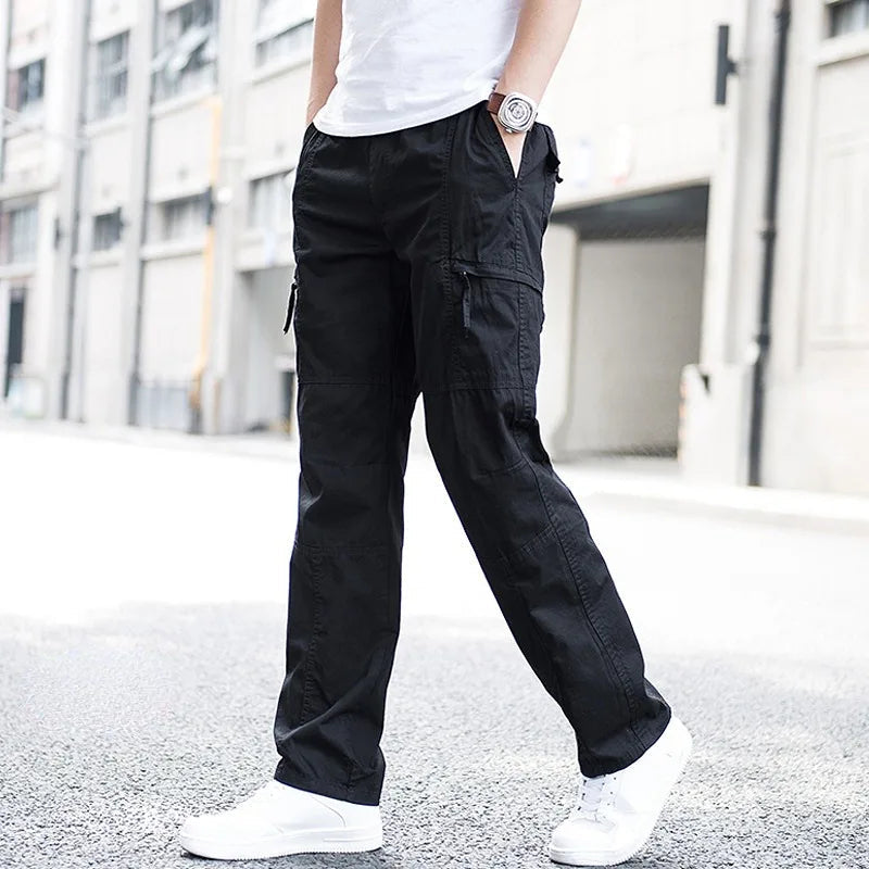 Men’s Cargo Pants with Elastic Waist and Utility Pockets