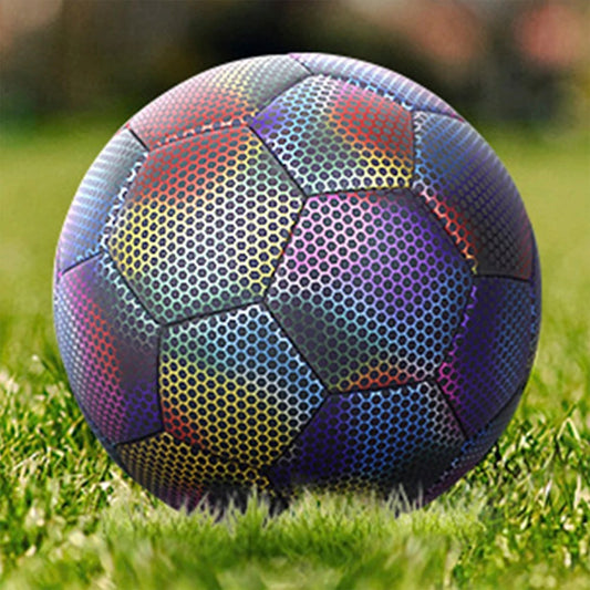 Glow Reflective Soccer Ball - Holographic Night Training Size 4 5
