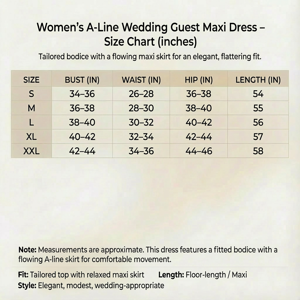 Women’s A-Line Wedding Guest Maxi Dress - Elegant Floral Formal Gown
