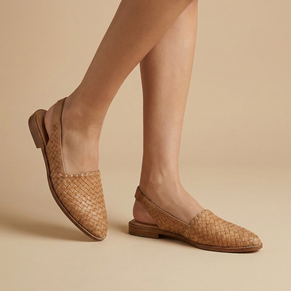 Capri - Woven Slingback Flats - Breathable Comfort Mules with Cushioned Sole