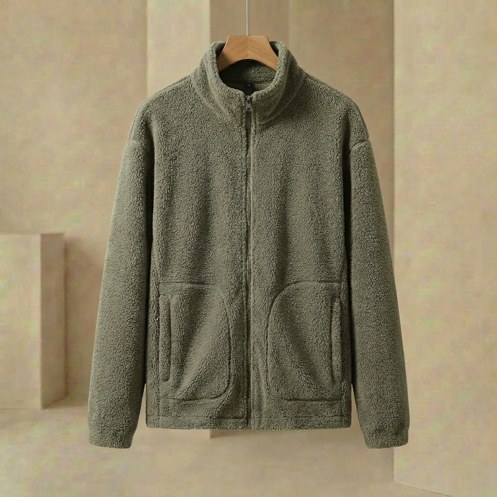 Aspen - Relaxed Fit Full-Zip Fleece Jacket - Premium Mock Neck Thermal Layer