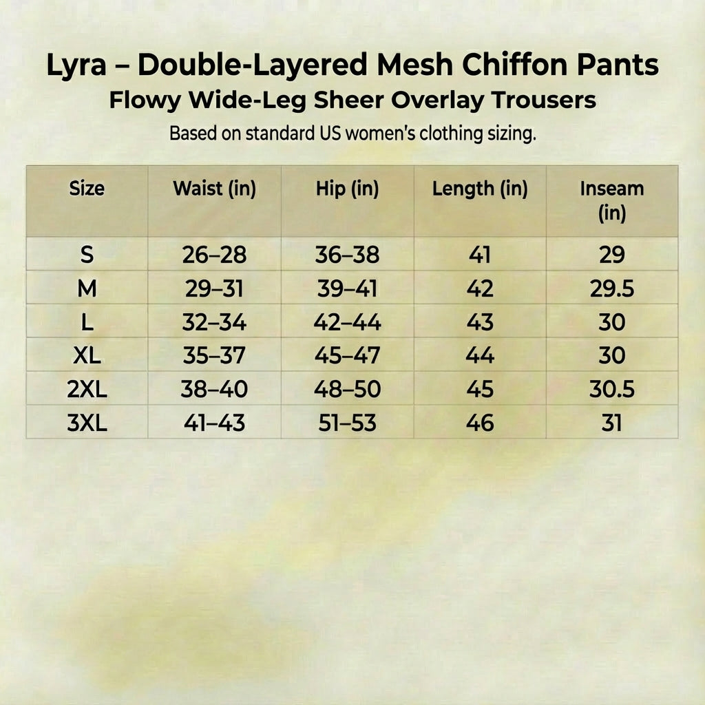 Lyra - Double-Layered Mesh Chiffon Pants - Flowy Wide-Leg Sheer Overlay Trousers