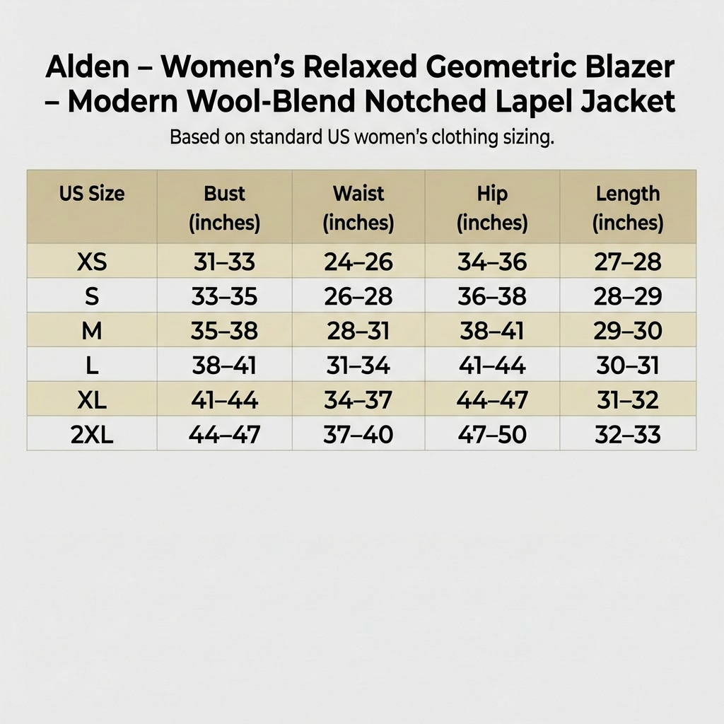 Alden - Women's Relaxed Geometric Blazer - Modern Wool-Blend Notched Lapel Jacket