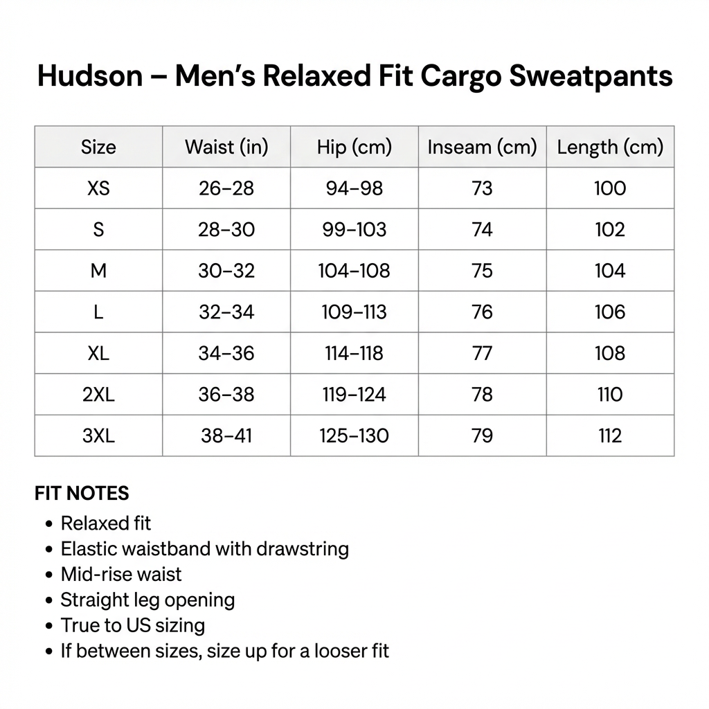 Hudson - Men's Relaxed Fit Cargo Sweatpants - Comfortable Utility Joggers with Pockets