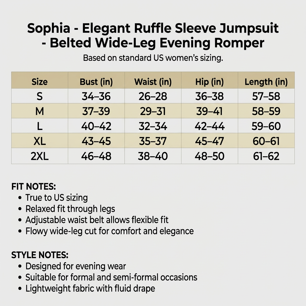 Sophia - Elegant Ruffle Sleeve Jumpsuit - Belted Wide-Leg Evening Romper