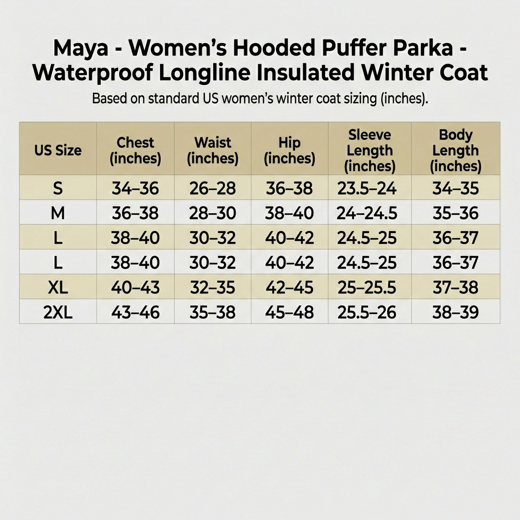 Maya - Women's Hooded Puffer Parka - Waterproof Longline Insulated Winter Coat