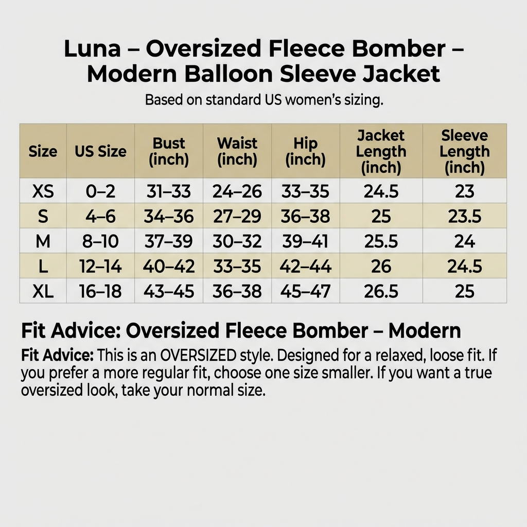 Luna - Oversized Fleece Bomber - Modern Balloon Sleeve Jacket