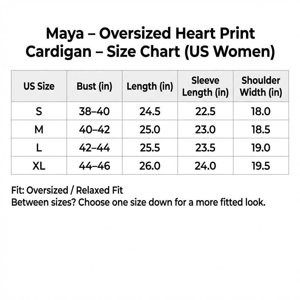 Maya - Oversized Heart Print Cardigan