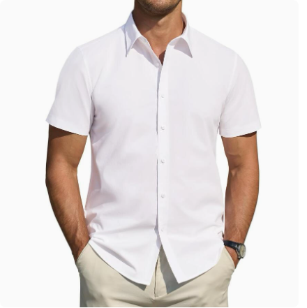 Men’s Textured Short Sleeve Button-Down Shirt