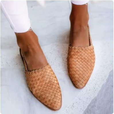Capri - Woven Slingback Flats - Breathable Comfort Mules with Cushioned Sole