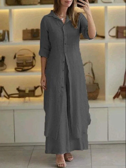 Women’s Linen 2-Piece Set – Breathable Summer Outfit