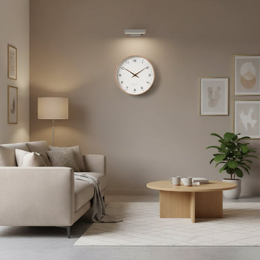 Silent Minimalist Wood Wall Clock for Living Room