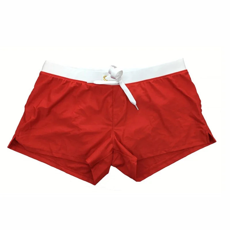 Men's Swim Shorts with Drawstring Waist and Side Splits