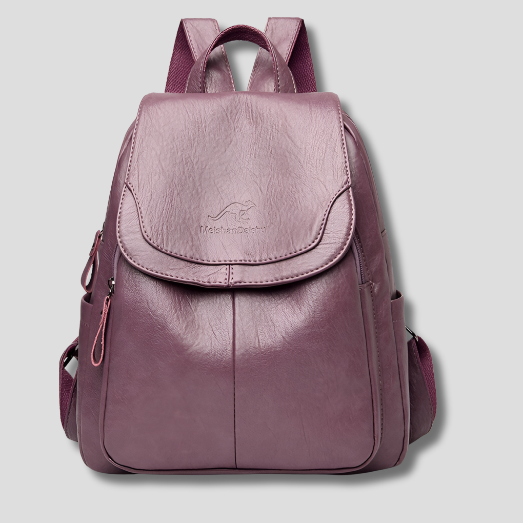 Anti Theft Leather Backpack - Embossed Elegant Women Travel Bag