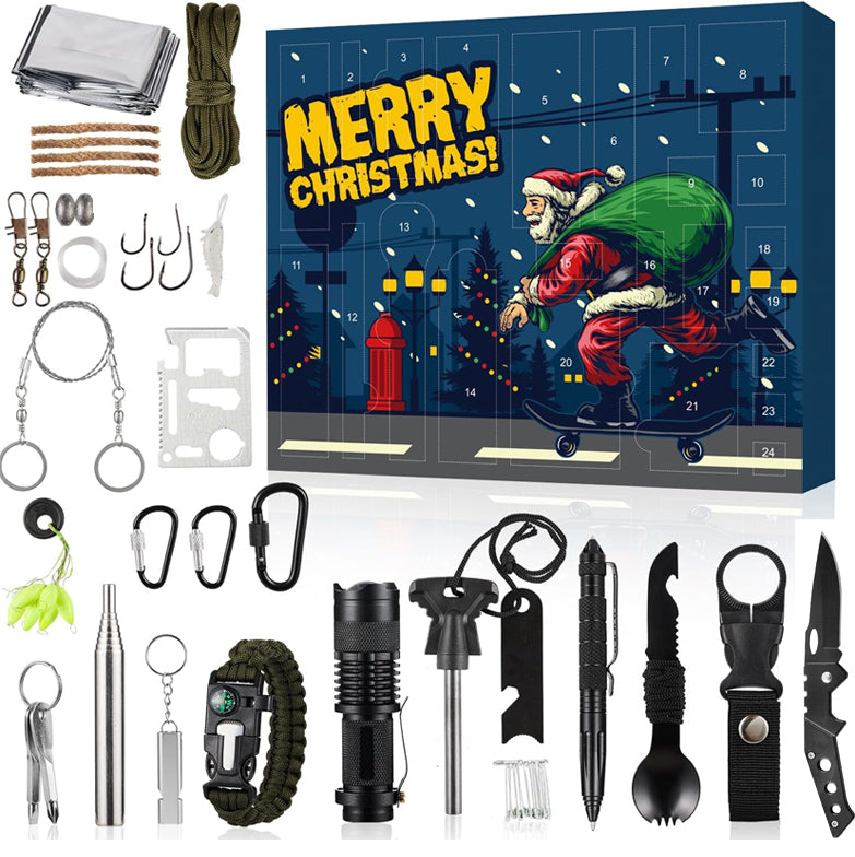 Mens Outdoor Survival Gear Advent Calendar 24 Day Camping Tool Gift