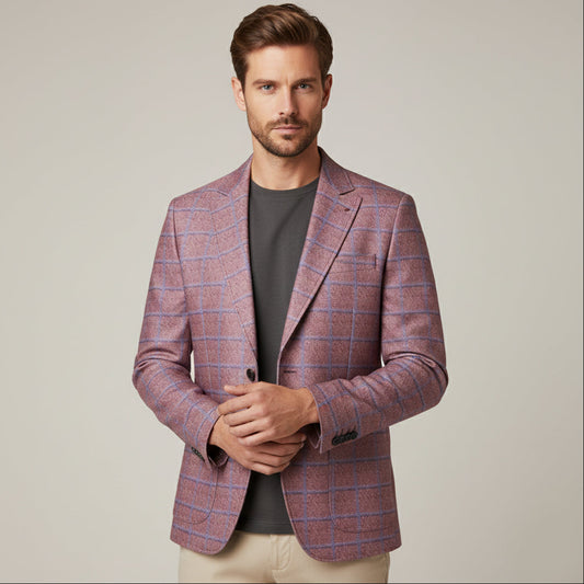 Men’s Double Breasted Plaid Blazer