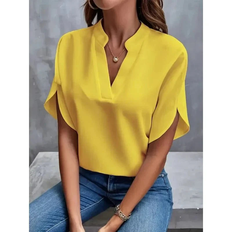 Women’s Relaxed V-Neck Split Sleeve Blouse