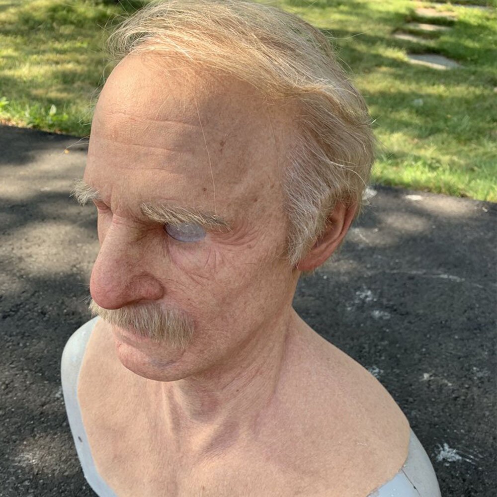 Realistic Old Man Halloween Mask - Movable Mouth Horror Latex Hood