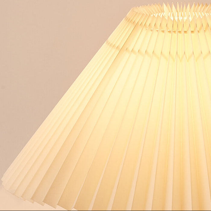 Japanese Minimalist Table Lamp – Wooden Base with Pleated Fabric Shade