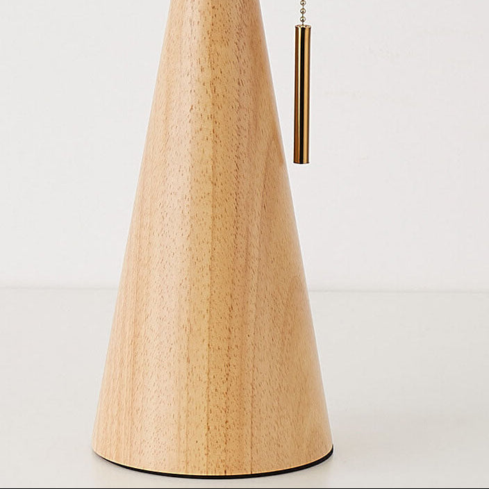 Japanese Minimalist Table Lamp – Wooden Base with Pleated Fabric Shade