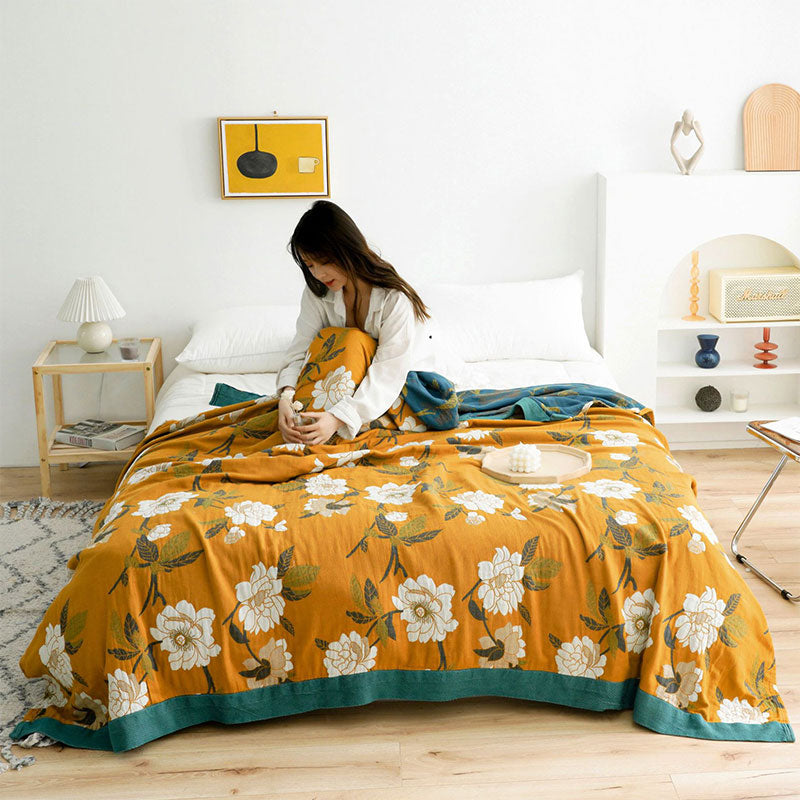 Reversible Cotton Boho Floral Quilt