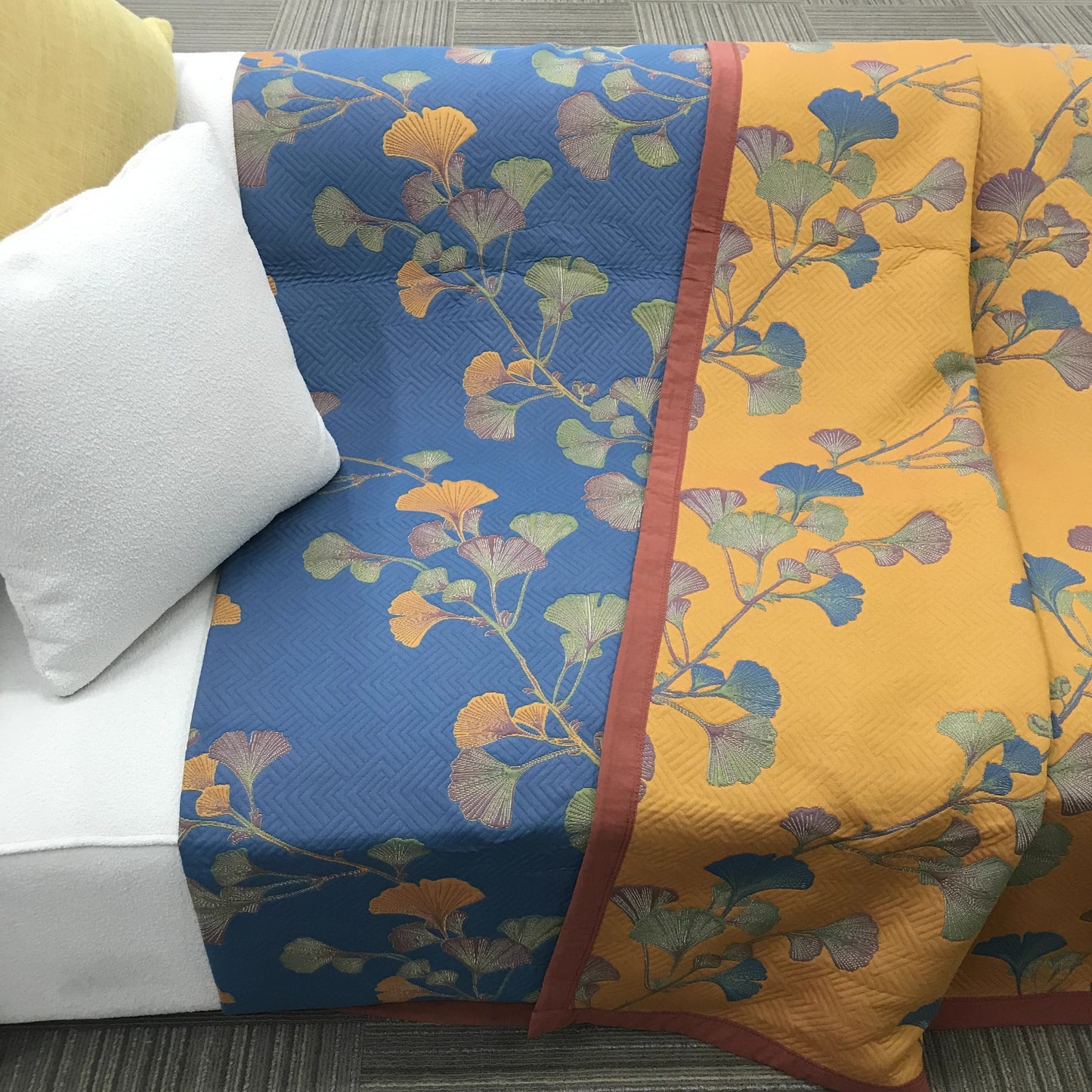 Reversible Jacquard Ginkgo Throw Blanket