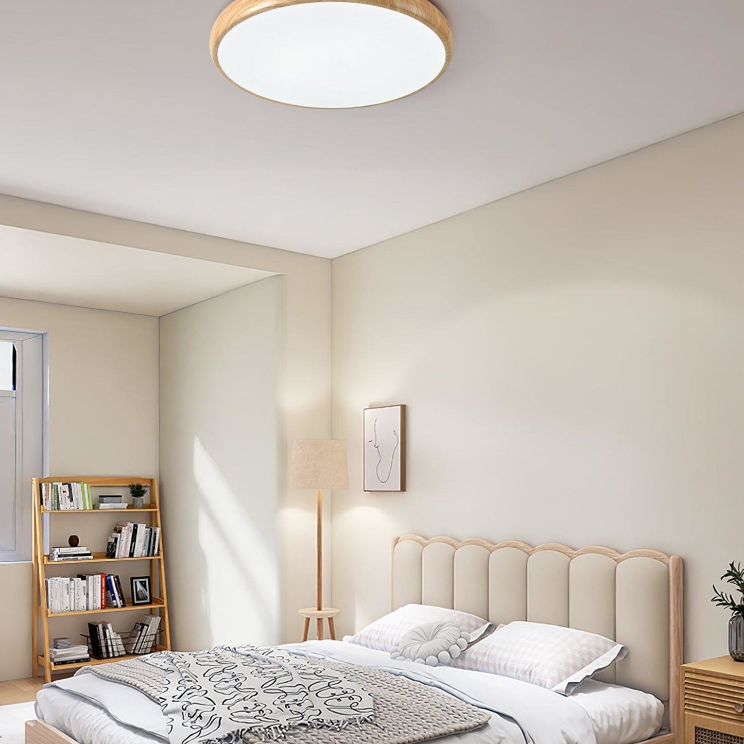 Modern Wood Flush Mount LED Ceiling Light