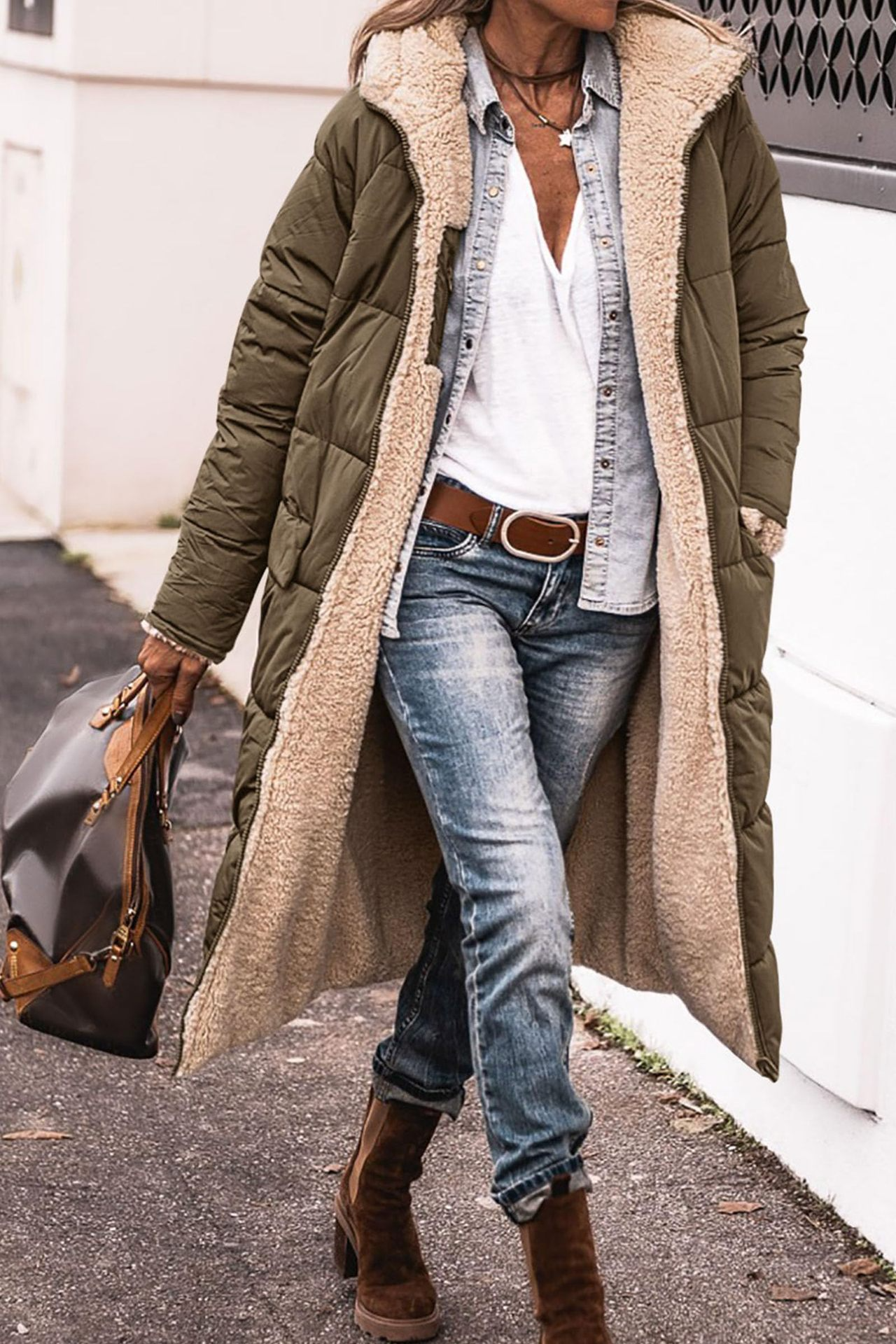 Women’s Reversible Sherpa Long Coat