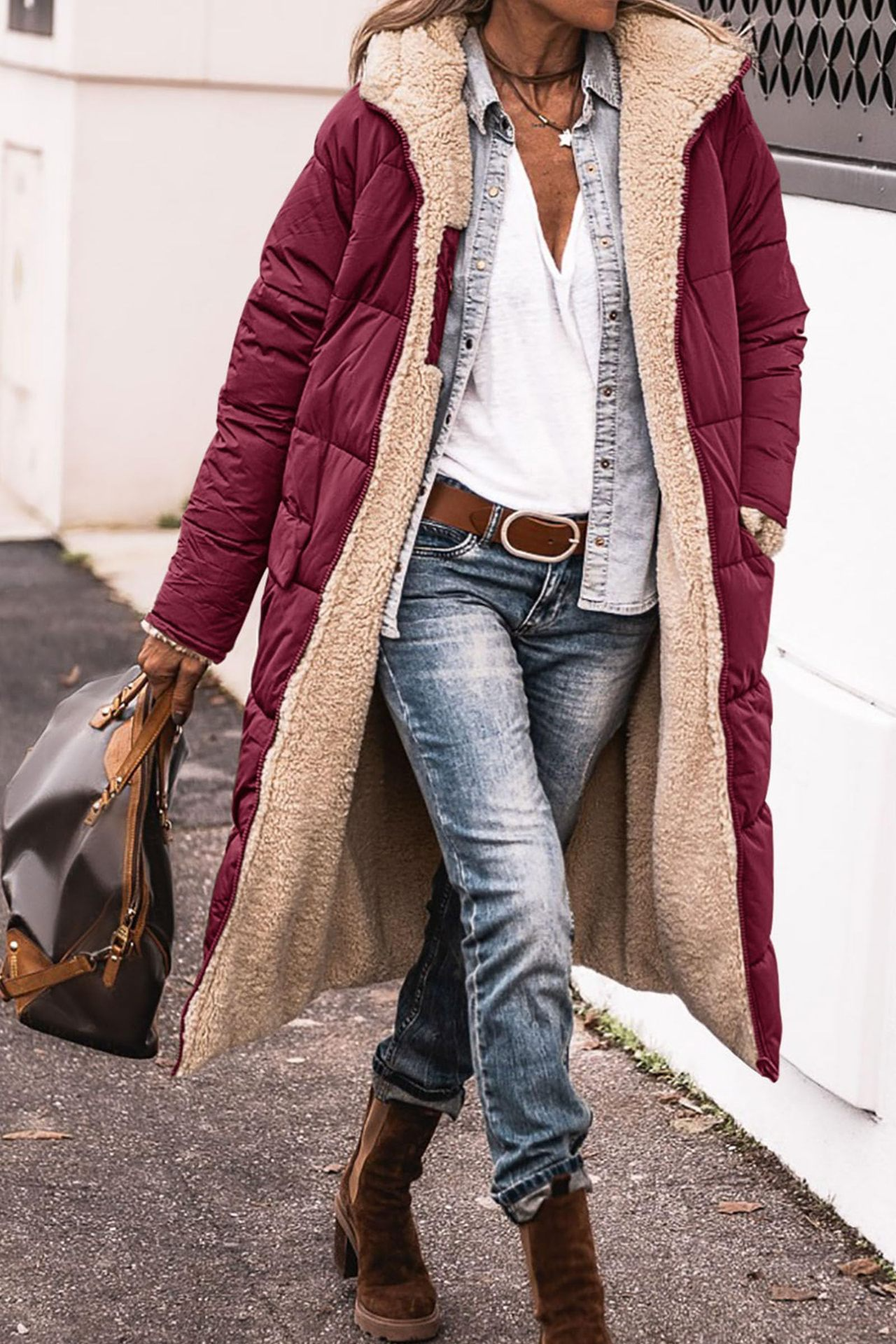 Women’s Reversible Sherpa Long Coat